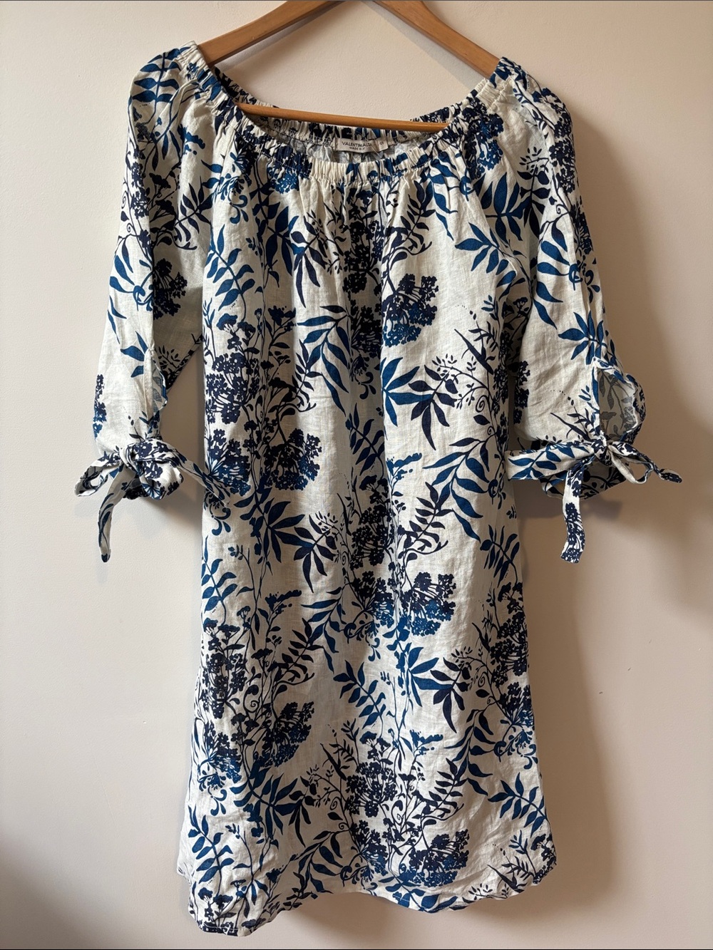 Valentina Naldi Blue and Cream Floral Linen Dress